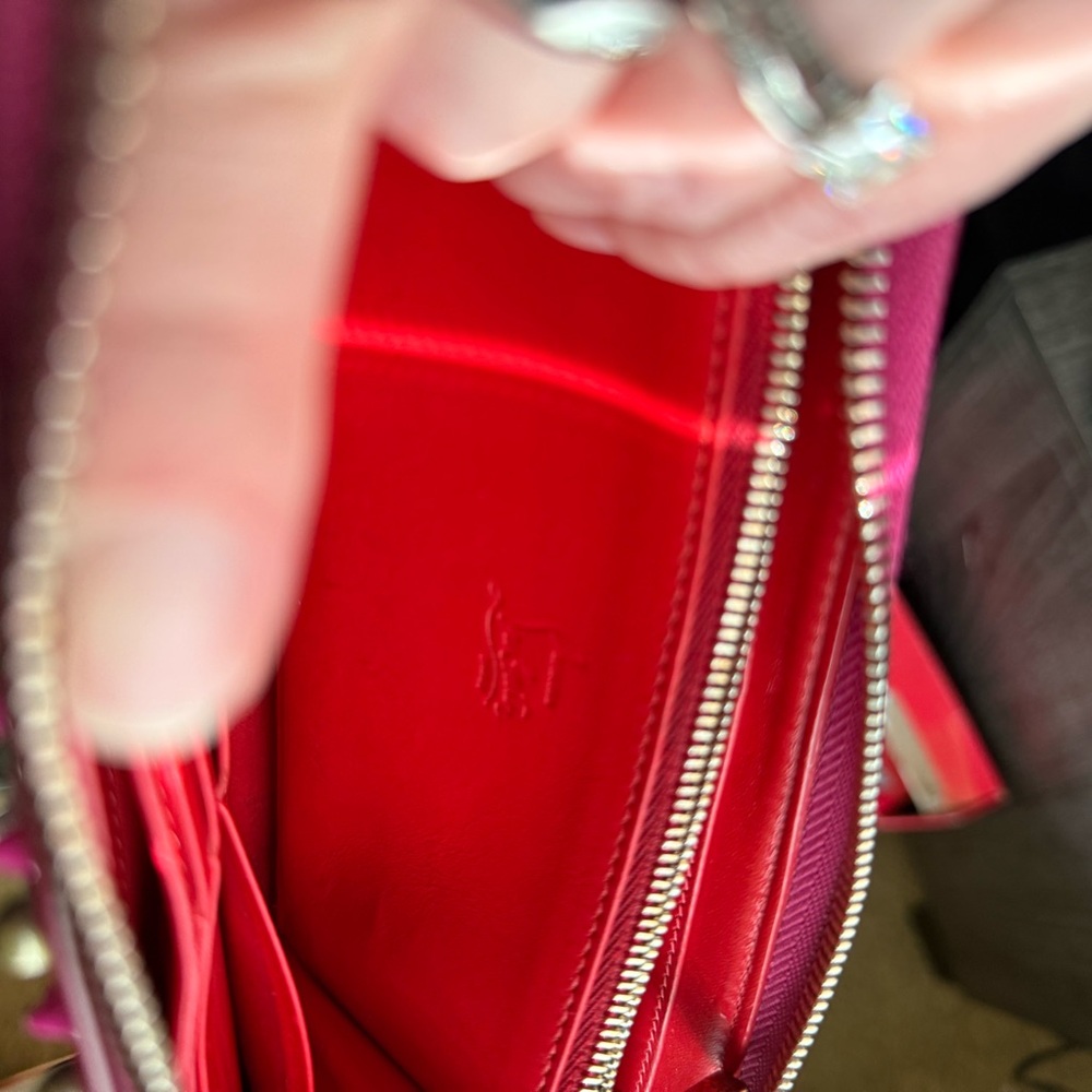 Christian Louboutin Vibrant Pink Clutch with Gold Accents - Picture 9 of 14